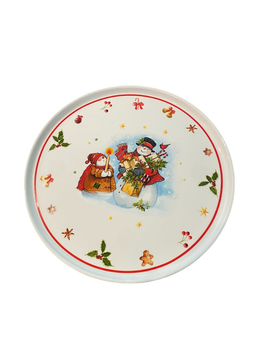 Snowman Footed Platter