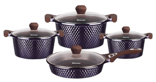 8pc Ceramic Coated Cookware Set Purple