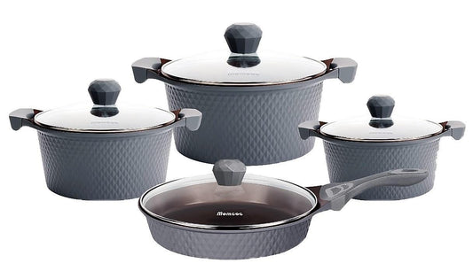 8pc Ceramic Coated Cookware Set Grey