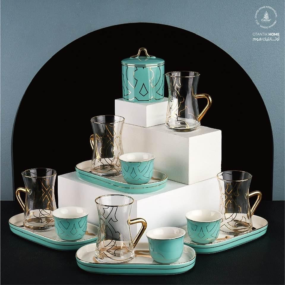 19pc Tea and Gawa Set Teal