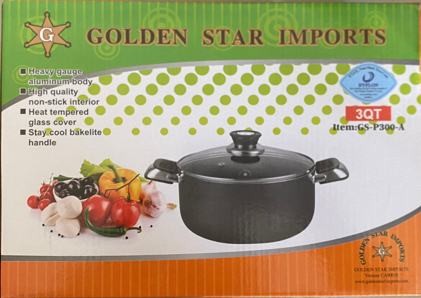 3Qt Non-Stick Golden Star Cookware