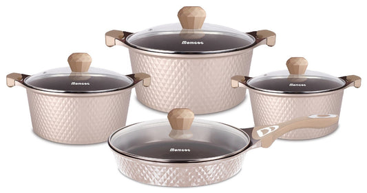 8pc Ceramic Coated Cookware Set Rose Gold