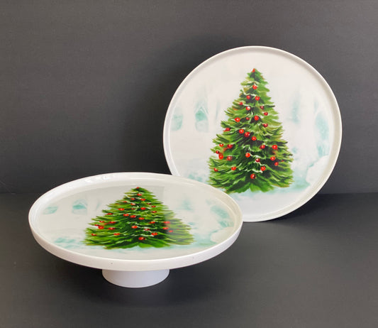 Christmas Tree Platter w/Stand