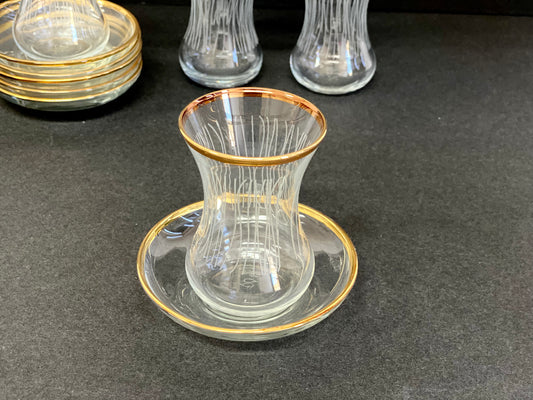 Glass Tea Cups w/Saucers