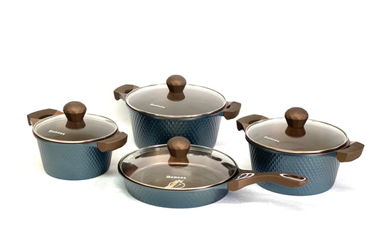 8pc Ceramic Coated Cookware Set Blue