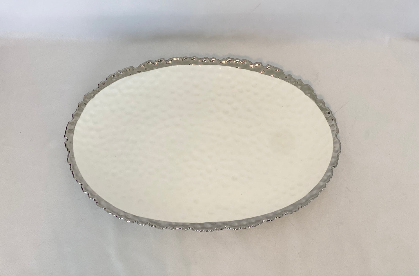 Oval Serving Platter Silver Rim