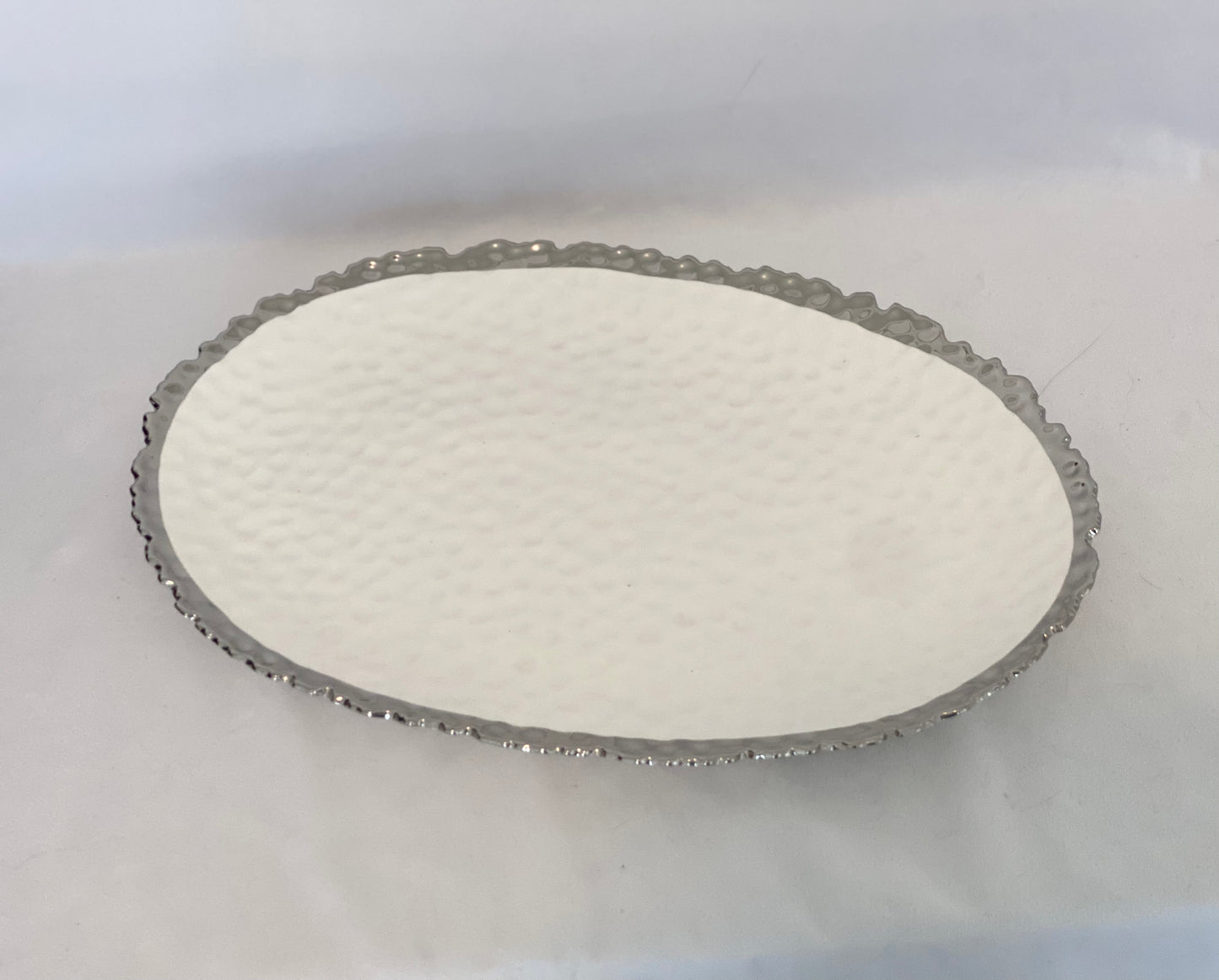 Oval Serving Platter Silver Rim