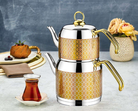 Double Tea Kettle Set Gold