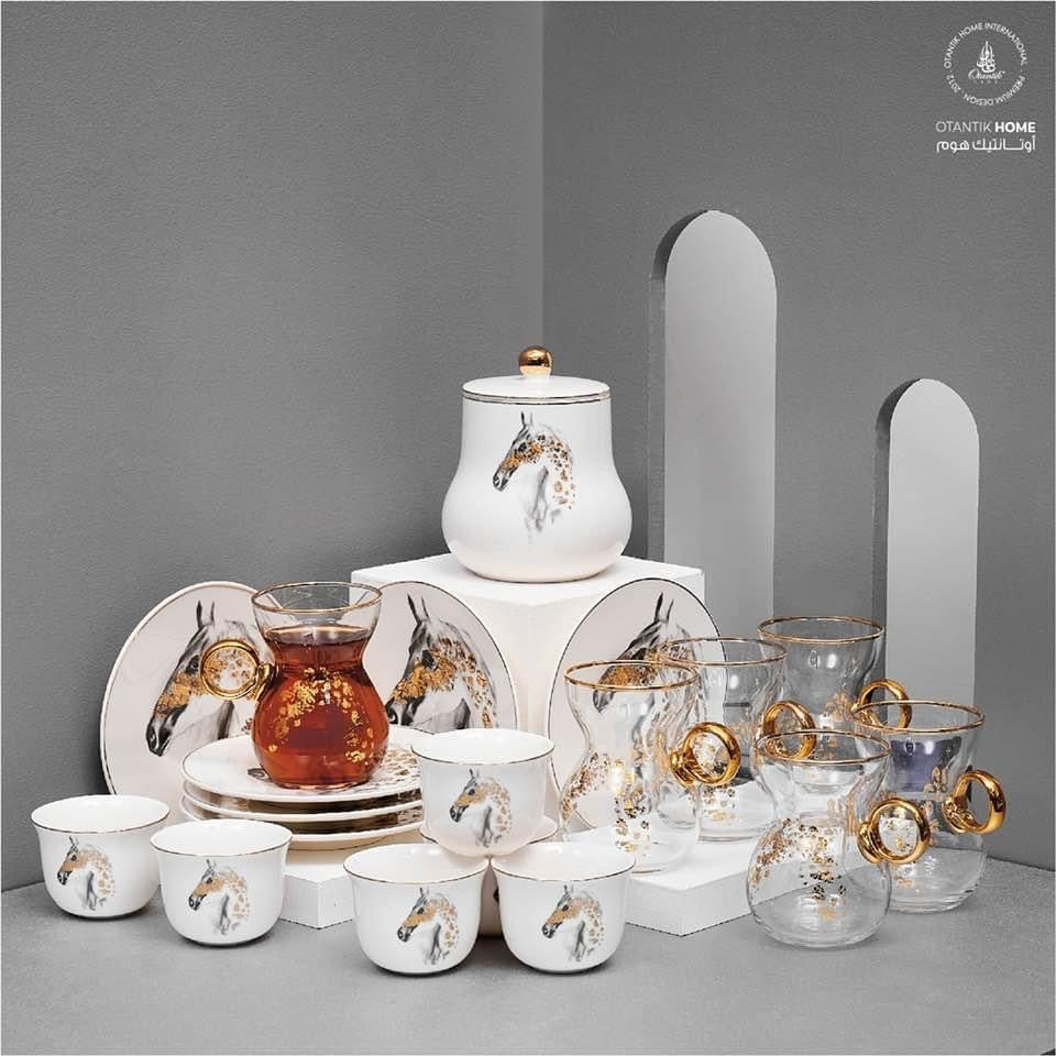 19pc Tea and Gawa Set White Horse