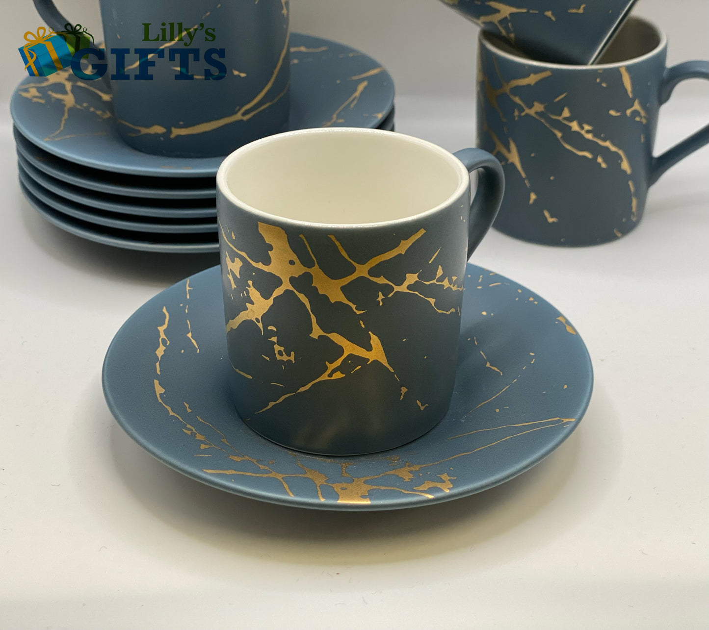 Coffee/Espresso Cups Blue Marble