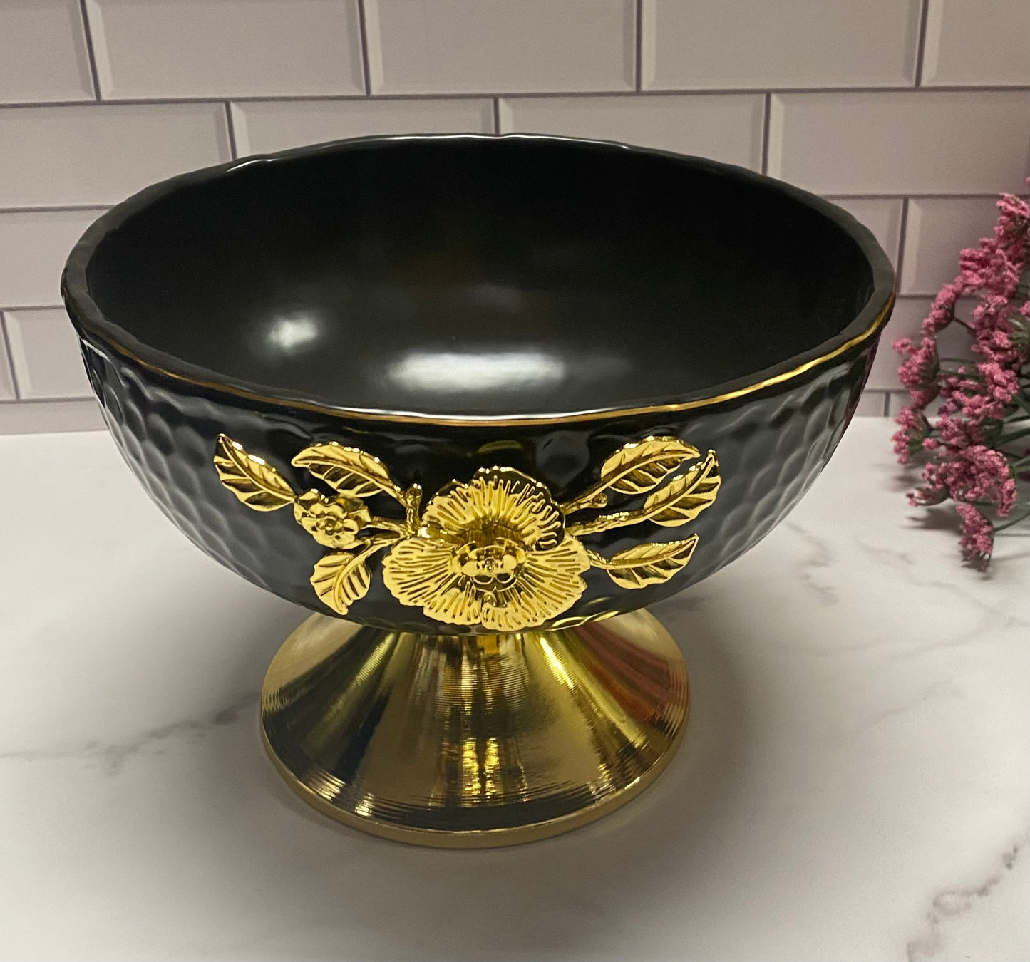 Bowl w/Gold Leg & Flower