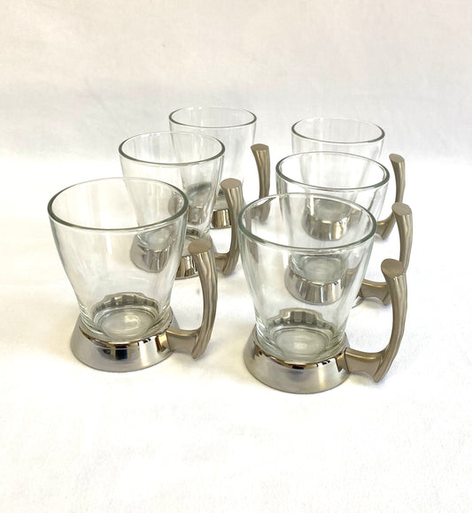 Glass Tea/Coffee Cups Silver