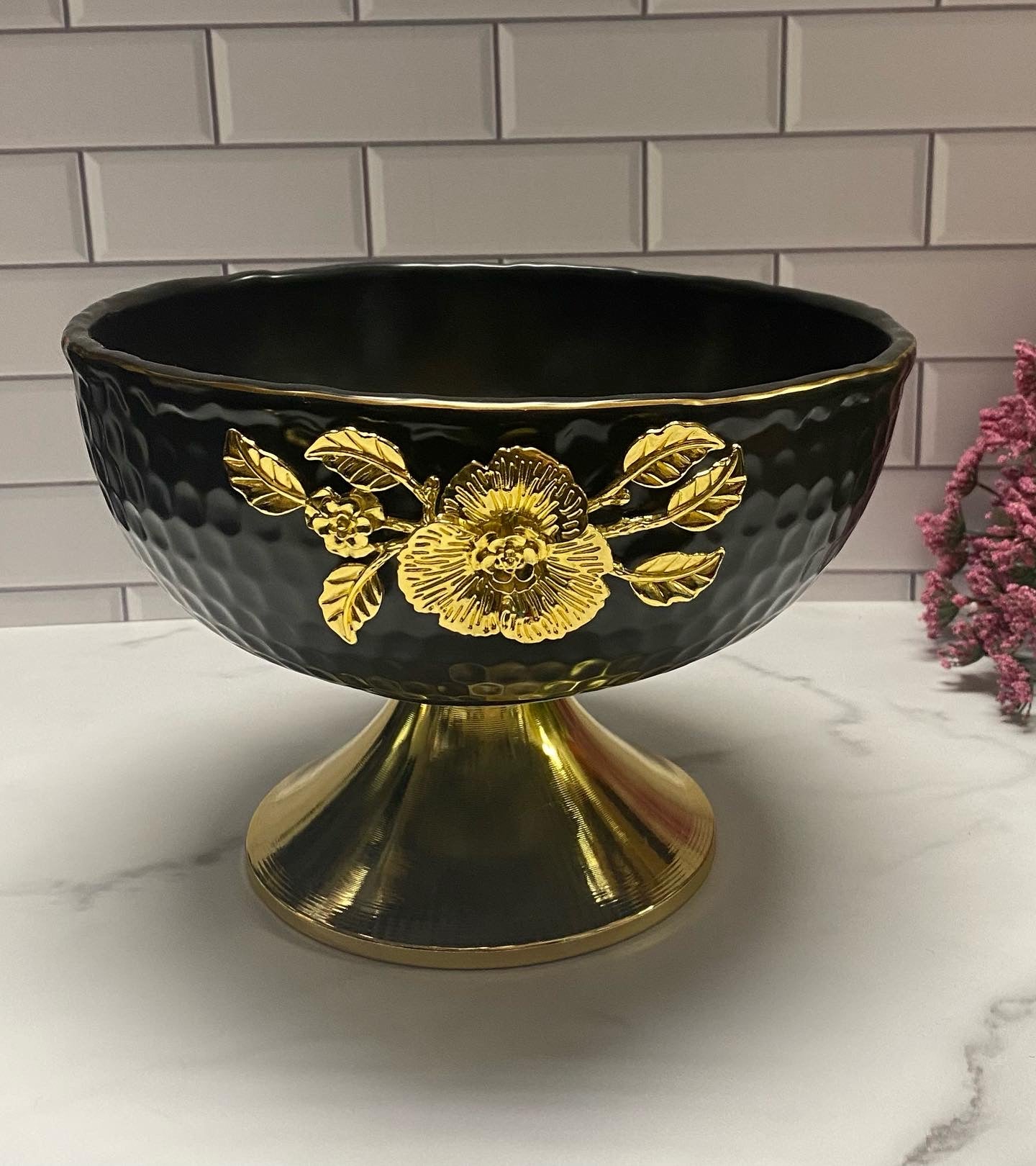 Bowl w/Gold Leg & Flower