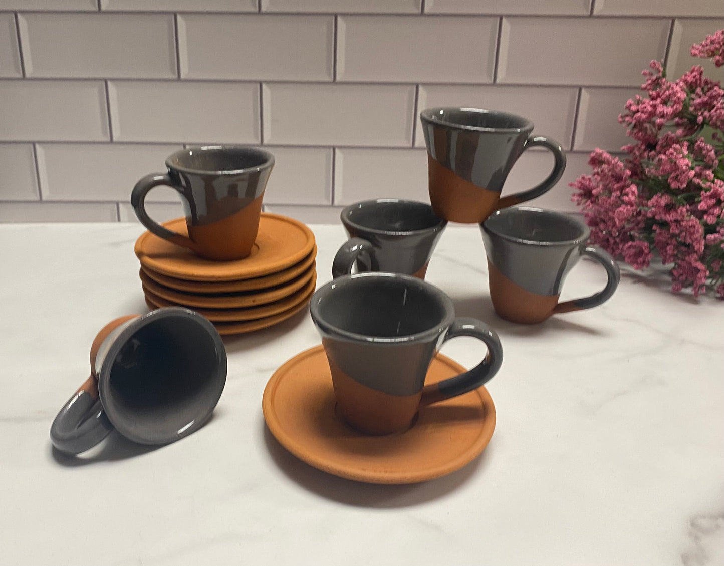 Coffee/Espresso Cups For 6 Grey