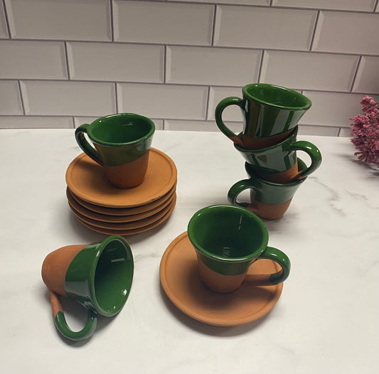 Coffee/Espresso Cups For 6 Green